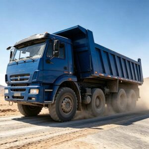 Heavy-duty dump truck with on/off road truck tires